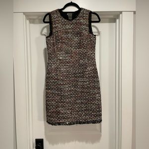 Ann Taylor tweed dress size 2, gold and black